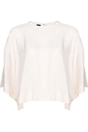 Pinko Bluser & Skjorter, Dame, Lyserød, L, Draped Twill Viscose Cape Shirt