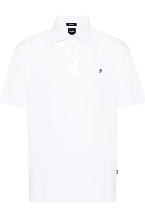 HUGO BOSS Top, Herre, Hvid, M, Bomuld, Merceriseret poloshirt