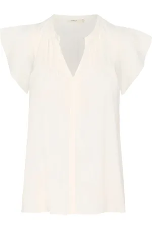 INWEAR Bluser & Skjorter, Dame, Hvid, L, Polyester, Whisper Top med V-udskæring