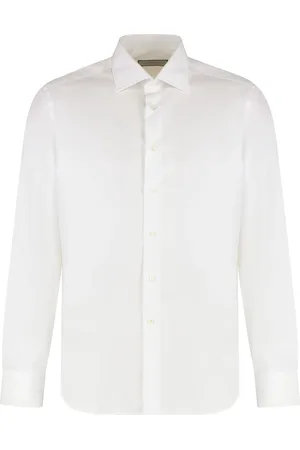CANALI Skjorte, Herre, Hvid, 3XL, Bomuld, Bomuldsskjorte Regular Fit Rundet Hem