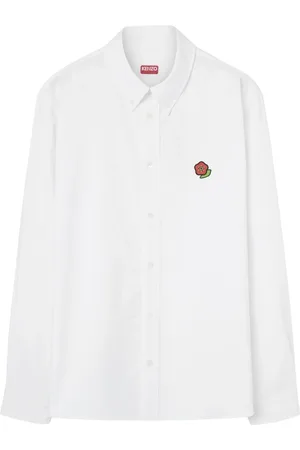 Kenzo Skjorte, Herre, Hvid, L, Bomuld, Broderet skjorte