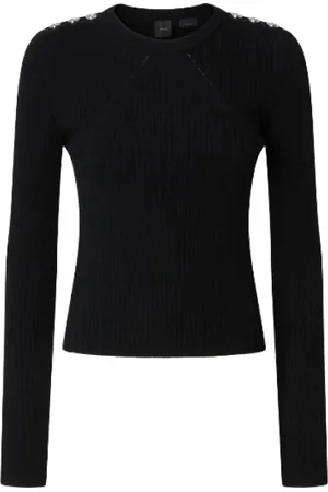 Pinko Strik, Dame, Sort, S, Uld, Robusto Sweater