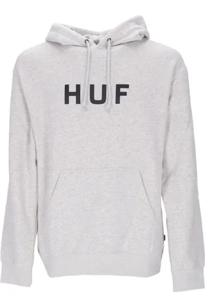 Huf Sweathshirts & Hoodies, Herre, Grå, XL, Bomuld, Essentials Logo Hoodie Langærmet