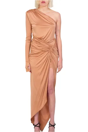 Pinko Kjole, Dame, Brun, S, Polyester, Furnari Twisted Kjole