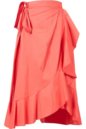 Pinko Nederdel, Dame, , S, Bomuld, Elegant Midi Slå-om Nederdel