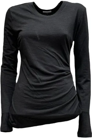Isabel Marant Top, Dame, Sort, M, Uld, Ineta Draped Langærmet Top