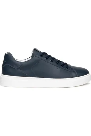 Nero Giardini Sko, Herre, Blå, 42 EU, Læder, Blå lædersneakers med aftagelig indersål