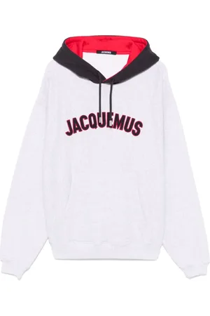 Jacquemus Sweathshirts & Hoodies, Herre, Grå, 2XL, Uld, Heather Grey Hættetrøje med Logo Patch