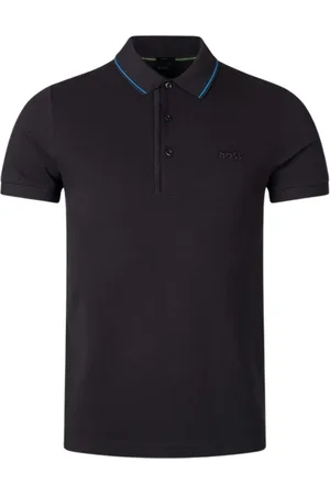 HUGO BOSS Top, Herre, Sort, S, Bomuld, Sort poloshirt med tonal logo