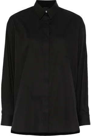 Pinko Bluser & Skjorter, Dame, Sort, XS, Bomuld, Casual Langærmet Sort Bomuldsskjorte