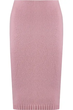 Tom Ford Nederdel, Dame, Lyserød, XS, Uld, Ribstrikket Uld Cashmere Nederdel