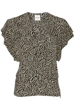 Isabel Marant Bluser & Skjorter, Dame, Sort, S, Abstrakt Print V-Neck Top