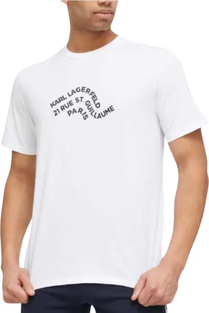Karl Lagerfeld Top, Herre, Hvid, XL, Bomuld, Wave Logo Relaxed T-shirt