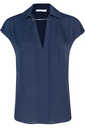 Patrizia Pepe Bluser & Skjorter, Dame, Blå, XS, Uld, Blå Viskose Skjorte Soft Fit Kortærmet