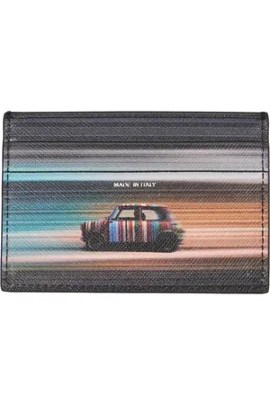 Paul Smith Tilbehør, Herre, Sort, ONE SIZE, Læder, Multifarvet Print Læder Kortholder