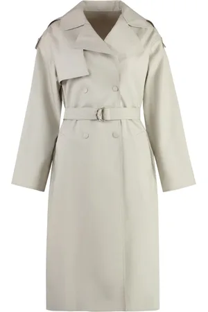 YVES SALOMON Frakke, Dame, , S, Læder, Cotton Trenchcoat med læderdetaljer