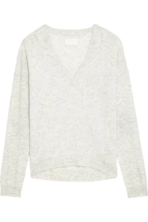 Zadig & Voltaire Strik, Dame, Grå, M, Cashmere, Grå Cashmere Stjerne Patch Sweater