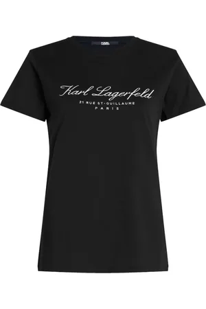 Karl Lagerfeld Top, Dame, Sort, L, Bomuld, Hotel Karl T-shirt