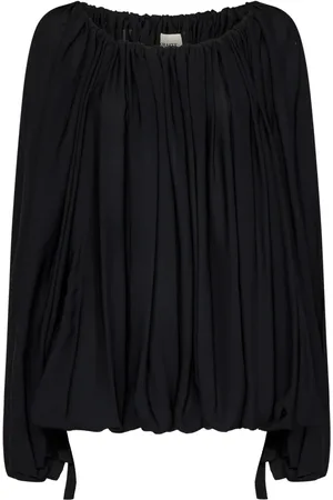 Khaite Bluser & Skjorter, Dame, Sort, XS, Sort Silkebluse med Drapering