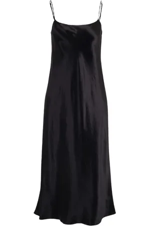 Vince Kjole, Dame, Sort, XS, Satin, Sort Satin Slip Kjole