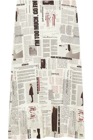 Patrizia Pepe Nederdel, Dame, Flerfarvet, S, Polyester, Manifesto Print Midi Nederdel