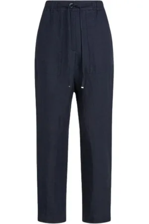 Tommy Hilfiger Bukser, Dame, Blå, M, Linned, Linen Boyfriend Bukser