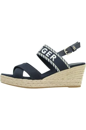 Tommy Hilfiger Sko, Dame, Blå, 40 EU, Seasonal Webbing Mid Wedge