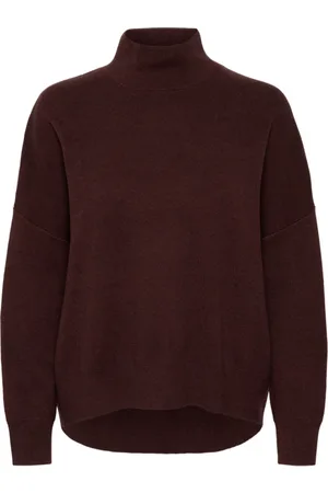 INWEAR Strik, Dame, Brun, L, Bomuld, Stribet rullekravepullover