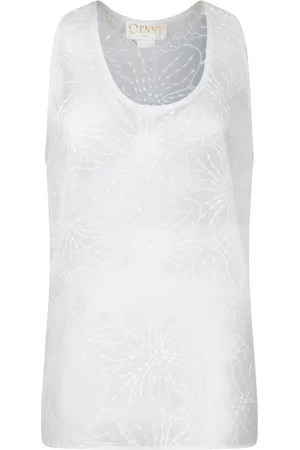 GENNY Top, Dame, Hvid, S, Hvid Silke Elegant Top