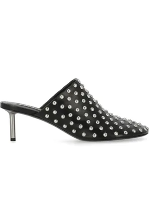 Jil Sander Sko, Dame, Sort, 40 EU, Læder, Studded lædersandaler