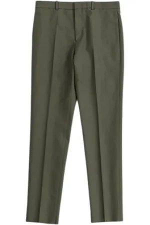 Jil Sander Bukser, Herre, Grøn, L, Bomuld, Khaki Grønne Straight Leg Bomuldsbukser