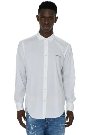 John Richmond Skjorte, Herre, Hvid, XL, Bomuld, Hvid Logo Kontrast Skjorte