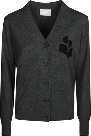 Isabel Marant Strik, Dame, Grå, 3XS, Bomuld, Cotton Logo Cardigan