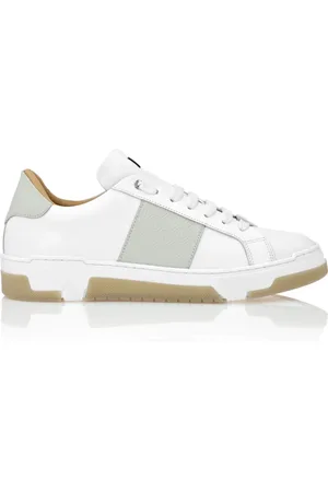 Philipp Plein Sko, Herre, Hvid, 41 EU, Leather Lo-Top Sneakers Monogram
