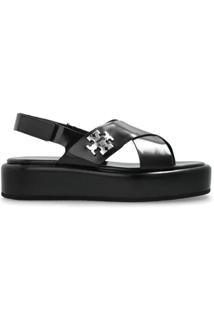 Tory Burch Sko, Dame, Sort, 37 EU, Uld, T-Lock platform sandaler