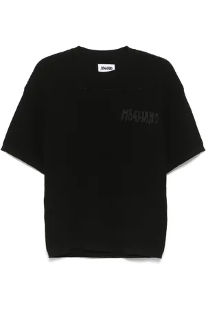 MAGLIANO Top, Herre, Sort, L, Sort Crew Neck Broderede T-shirts og Polos