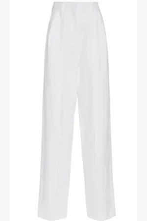 Sportmax Bukser, Dame, Hvid, XS, Bomuld, Hvide Brede Benbukser