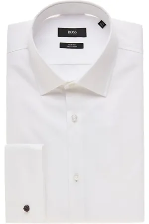 HUGO BOSS Skjorte, Herre, Hvid, 2XL, Bomuld, Slim French Cuff Skjorte