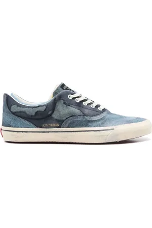 Hidnander Sko, Herre, Blå, 42 EU, Læder, Blå Sneakers med Logo Patch