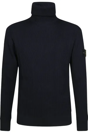 Stone Island Strik, Herre, Blå, 2XL, Uld, Dolcevita Turtleneck Strik