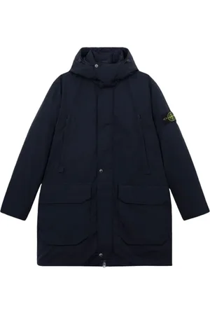 Stone Island Frakke, Herre, Blå, S, Uld, Navy Lang Dunjakke Parka