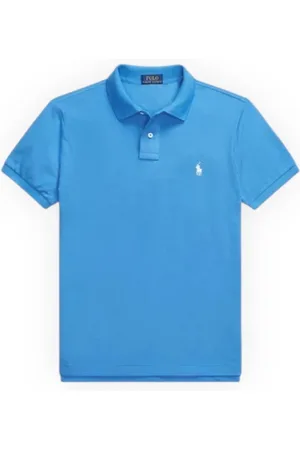 Ralph Lauren Top, Herre, Blå, XL, Bomuld, Slim-Fit Piqué Polo Knit