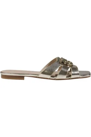 Pinko Sko, Dame, Gul, 37 EU, Uld, Guld Læder Sandaler