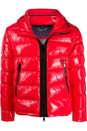 Paul & Shark Jakke, Herre, Rød, XL, Uld, Quiltet Puffer Jakke med Aftagelige Ærmer