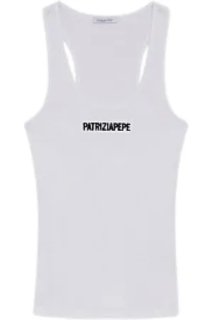 Patrizia Pepe Top, Dame, Hvid, L, Essential Ribbed Top