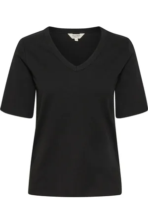 Part Two Top, Dame, Sort, 2XL, Bomuld, V-Neck T-Shirt