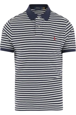 Ralph Lauren Top, Herre, Grå, XL, Bomuld, Stribet bomulds polo shirt