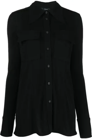 Proenza Schouler Bluser & Skjorter, Dame, Sort, XS, Polyester, Pointed-Collar Button-Up Skjorte