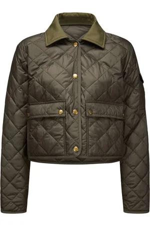 Moncler Jakke, Dame, Grøn, M, Bomuld, Quiltet Polstret Skjortejakke i Olivengrøn