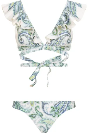 ZIMMERMANN Badetøj, Dame, Flerfarvet, L, Uld, Ottie Wrap Ruffle Bikini
